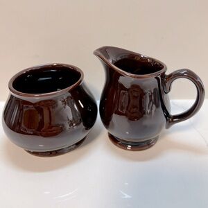 Vintage Sadler England Iridescent Brown Cream and Sugar Bowl Set